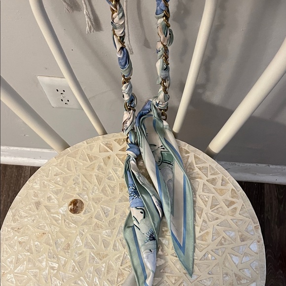 AUTHENTIC Zimmermann Floral Scarf with Gold Chain Accent - Picture 6 of 12